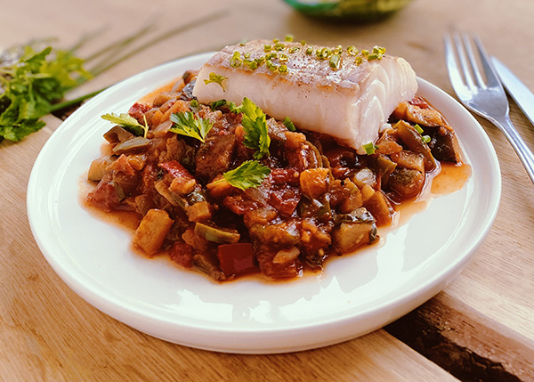 Back of saithe, ratatouille provençale