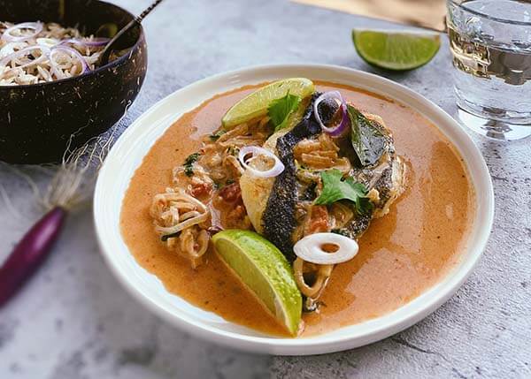 Halibut red curry Thaï with aromatic rice