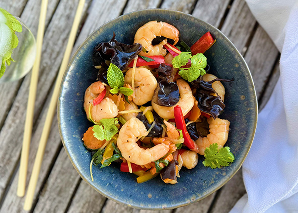 Crevettes sautées au gingembre "Khung Pad Khing"