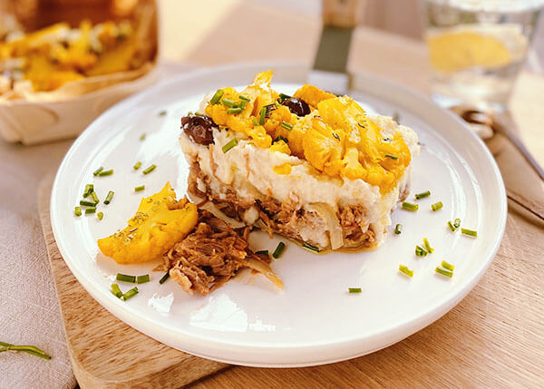 Lamb parmentier with lemon confit and cauliflower cooked in 2 ways