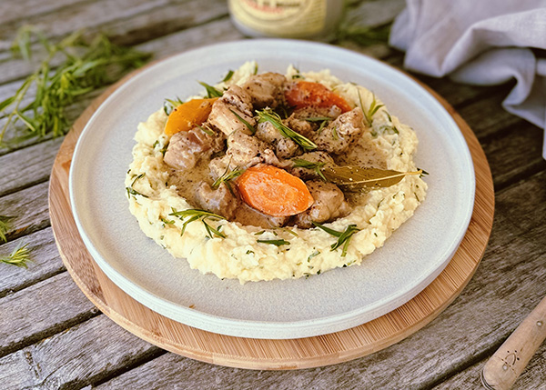 Rabbit with Mustard, Mashed Potatoes with herbs