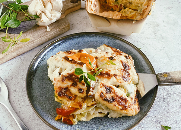 Vegetarian lasagne with seasonal vegetables