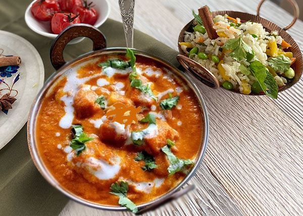 Paneer Butter Masala, Reis mit grünen Bohnen und Karotten