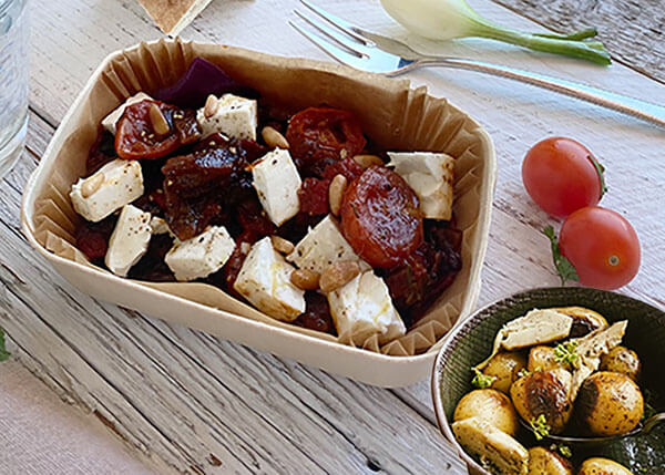 Caponata Sicilienne, feta et pommes de terre