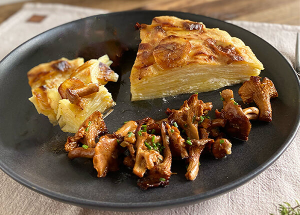 Cremiges Kartoffelgratin, Pfifferlingspfanne