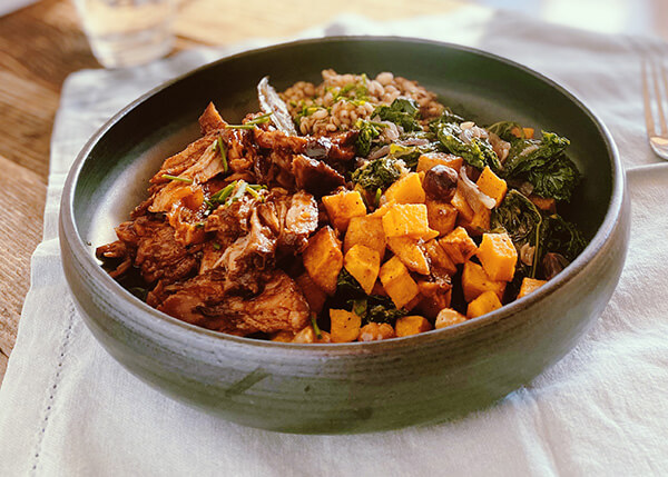 Pulled pork, butternut, kale and buckwheat