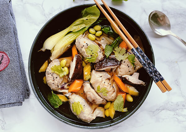 Soupe de wontons aux légumes