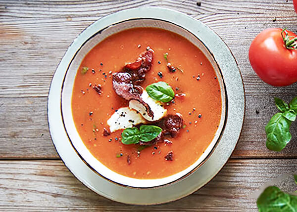 Tomato, ricotta, basil soup
