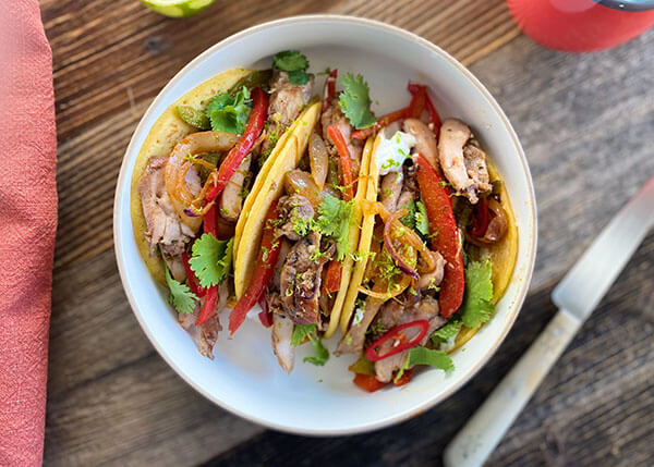 Chicken Fajitas with sweet chilli and artisanal tortillas
