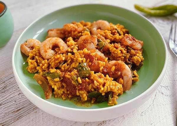 Paella aux crevettes