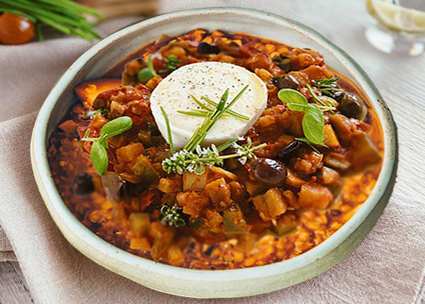 Ratatouille provençale aux lentilles corail & mozzarella di Bufala DOP