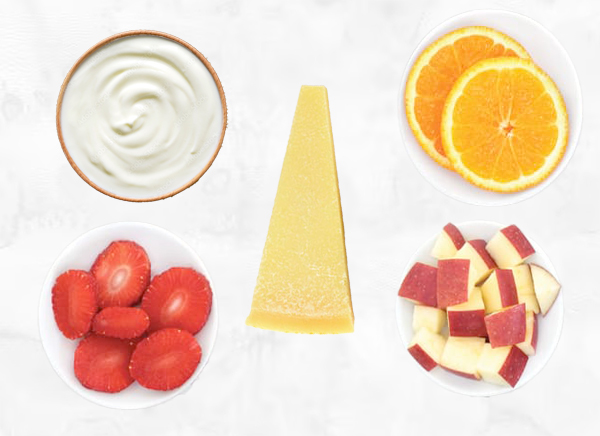 MODERATION fruits, yogurt and cheese 